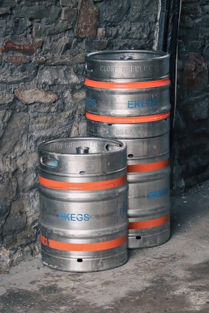 Beer Kegs Near Wall